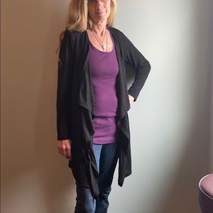 Ribbed open front sweater